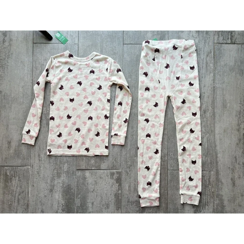 Baby Gap Girls Hearts Cat Long Sleeve Pant 2 Piece Pjs Pajama Set Organic NEW 6